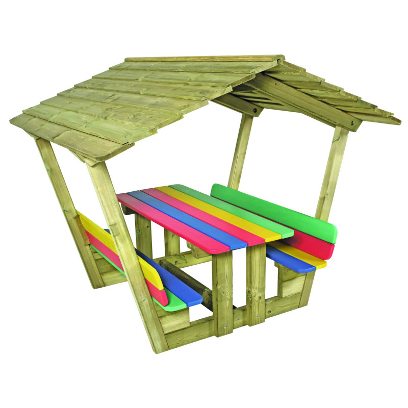 table pique nique avec toit cabane color direct jeux